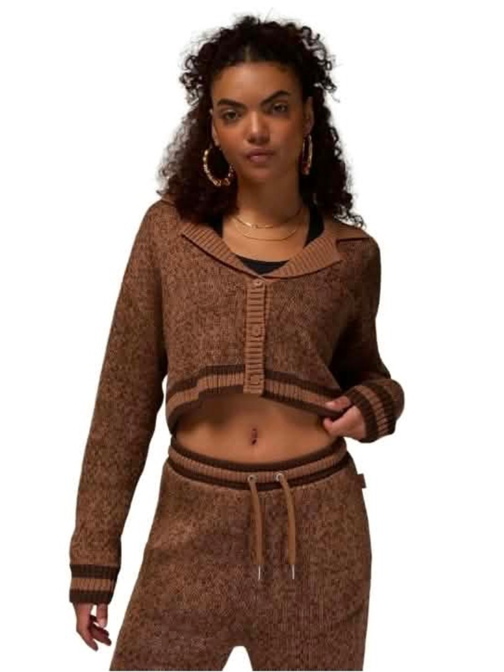 Jordan Knit Cropped Cardigan 'Archaeo Brown' - Women's size MEDIUM